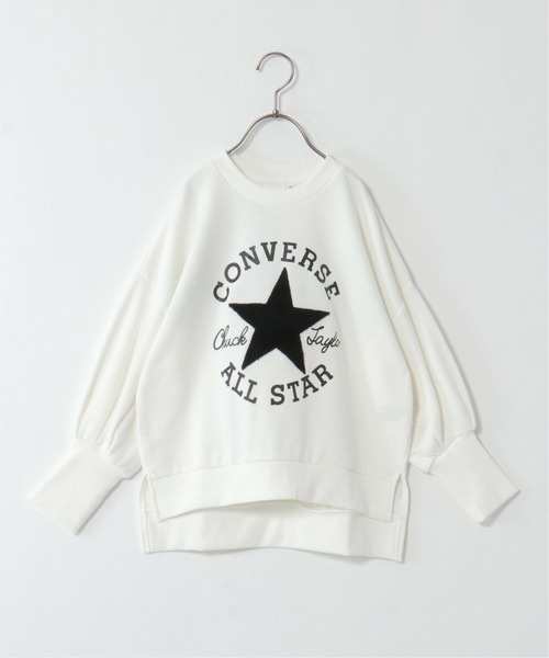 CONVERSE ALL STAR(コンバースオールスター)の「【キッズ】CONVERSE コンバース 裏毛ロングリブトレーナー(130~160cm)(スウェット・キッズ・ホワイト/ブラック・130/140/150/160)」の4枚目の写真