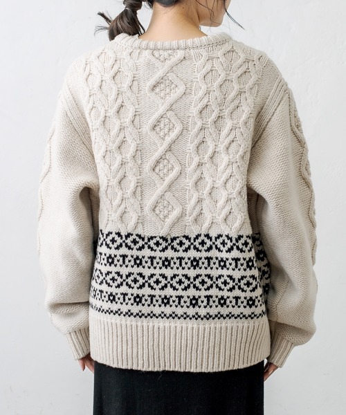 PUAL CE CIN（ピュアルセシン）の「シェットランドケーブルニットプルオーバー（ニット/セーター・レディース・アイボリー/スミクロ/モカ・FREE）」の17枚目の写真