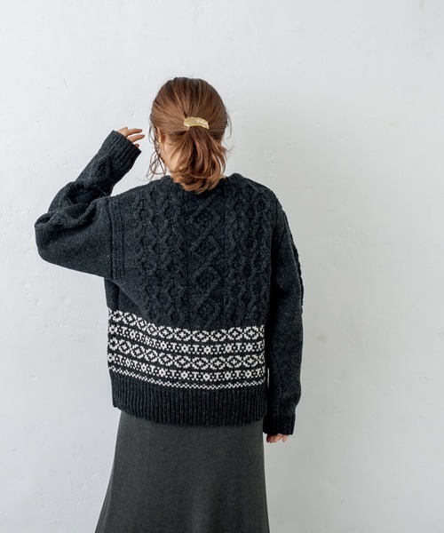 PUAL CE CIN（ピュアルセシン）の「シェットランドケーブルニットプルオーバー（ニット/セーター・レディース・アイボリー/スミクロ/モカ・FREE）」の19枚目の写真