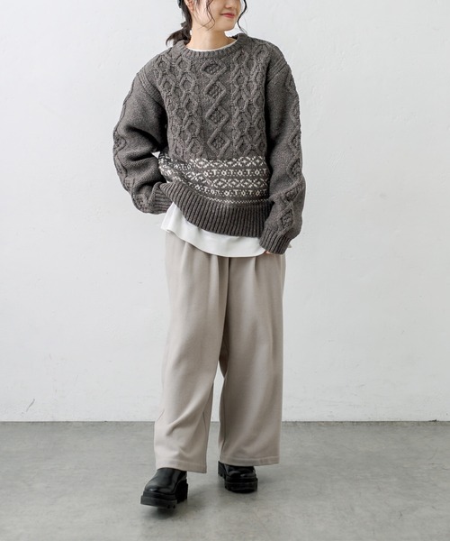 PUAL CE CIN（ピュアルセシン）の「シェットランドケーブルニットプルオーバー（ニット/セーター・レディース・アイボリー/スミクロ/モカ・FREE）」の16枚目の写真