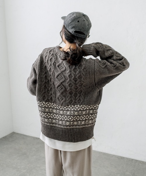 PUAL CE CIN（ピュアルセシン）の「シェットランドケーブルニットプルオーバー（ニット/セーター・レディース・アイボリー/スミクロ/モカ・FREE）」の22枚目の写真