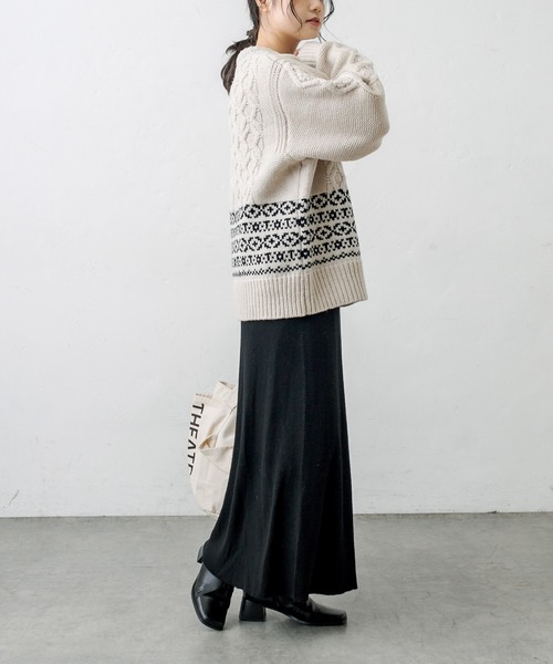 PUAL CE CIN（ピュアルセシン）の「シェットランドケーブルニットプルオーバー（ニット/セーター・レディース・アイボリー/スミクロ/モカ・FREE）」の6枚目の写真