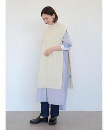 AMERICAN HOLIC | バックボタンロングニットベスト(ベスト)