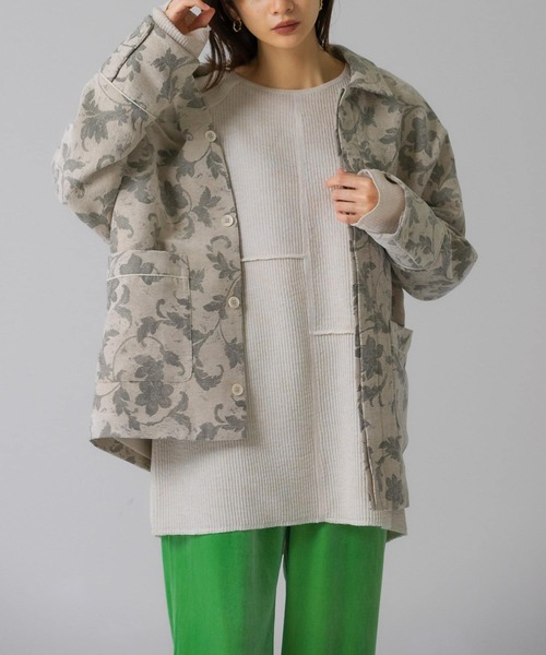 KBF（ケイビーエフ）の「パッチワークRIBチュニック（Tシャツ/カットソー・レディース・キャメル/ブラウン/オートミール・ONE）」の2枚目の写真