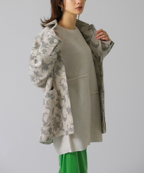 KBF（ケイビーエフ）の「パッチワークRIBチュニック（Tシャツ/カットソー・レディース・キャメル/ブラウン/オートミール・ONE）」の4枚目の写真