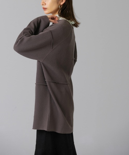 KBF（ケイビーエフ）の「パッチワークRIBチュニック（Tシャツ/カットソー・レディース・キャメル/ブラウン/オートミール・ONE）」の10枚目の写真