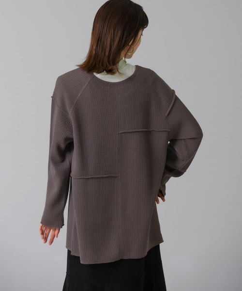 KBF（ケイビーエフ）の「パッチワークRIBチュニック（Tシャツ/カットソー・レディース・キャメル/ブラウン/オートミール・ONE）」の11枚目の写真