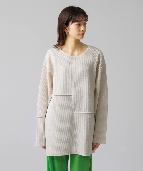 KBF（ケイビーエフ）の「パッチワークRIBチュニック（Tシャツ/カットソー・レディース・キャメル/ブラウン/オートミール・ONE）」の20枚目の写真