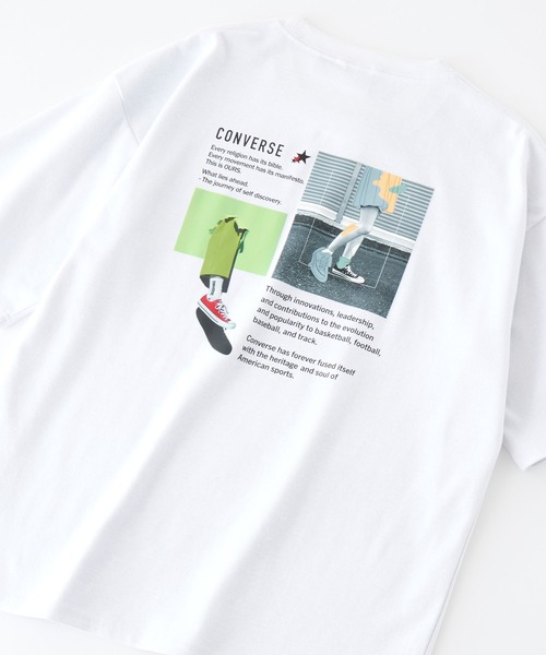 CONVERSE(コンバース)の「CONVERSE/コンバース オーバーサイズ ダブルフェイスメッシュ バックプリント 半袖Tシャツ(Tシャツ/カットソー・メンズ・ホワイト/ブラック/サックスブルー/グリーン/ホワイト系/ホワイト系1/ホワイト系2/ブラック系・M/L)」の3枚目の写真
