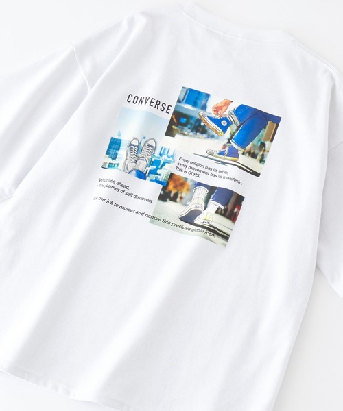 CONVERSE(コンバース)の「CONVERSE/コンバース オーバーサイズ ダブルフェイスメッシュ バックプリント 半袖Tシャツ(Tシャツ/カットソー・メンズ・ホワイト/ブラック/サックスブルー/グリーン/ホワイト系/ホワイト系1/ホワイト系2/ブラック系・M/L)」の1枚目の写真