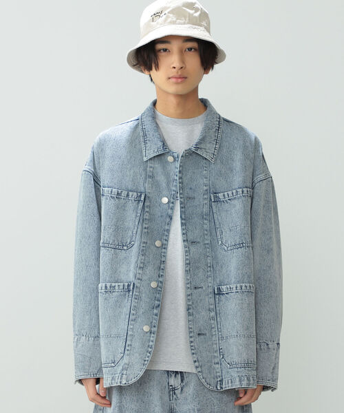 BeAMS DOT（ビームスドット）の「【WEB限定】BeAMS DOT / デニム カバーオール（ブルゾン・メンズ・ライトブルー/ブラック・MEDIUM/LARGE）」の6枚目の写真
