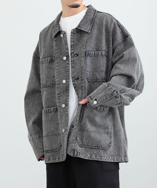 BeAMS DOT（ビームスドット）の「【WEB限定】BeAMS DOT / デニム カバーオール（ブルゾン・メンズ・ライトブルー/ブラック・MEDIUM/LARGE）」の9枚目の写真