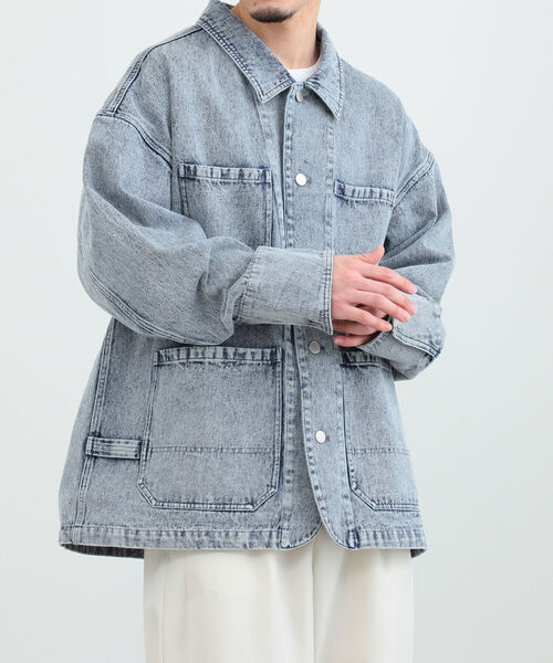 BeAMS DOT（ビームスドット）の「【WEB限定】BeAMS DOT / デニム カバーオール（ブルゾン・メンズ・ライトブルー/ブラック・MEDIUM/LARGE）」の13枚目の写真