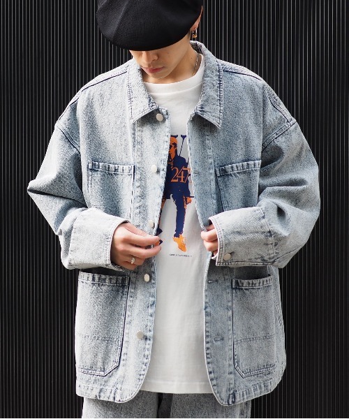 BeAMS DOT（ビームスドット）の「【WEB限定】BeAMS DOT / デニム カバーオール（ブルゾン・メンズ・ライトブルー/ブラック・MEDIUM/LARGE）」の2枚目の写真