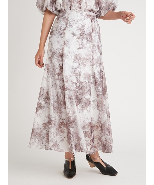 FRAY I.D（フレイアイディー）の「シアーフラワー切替スカート  