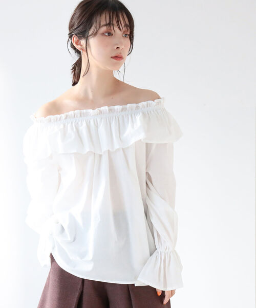 BeAMS DOT（ビームスドット）の「【WEB限定】BeAMS DOT / 2way ボリューム フリル襟ブラウス（シャツ/ブラウス・レディース・ホワイト/ブルー系その他/ブラウン系その他4・FREE）」の2枚目の写真