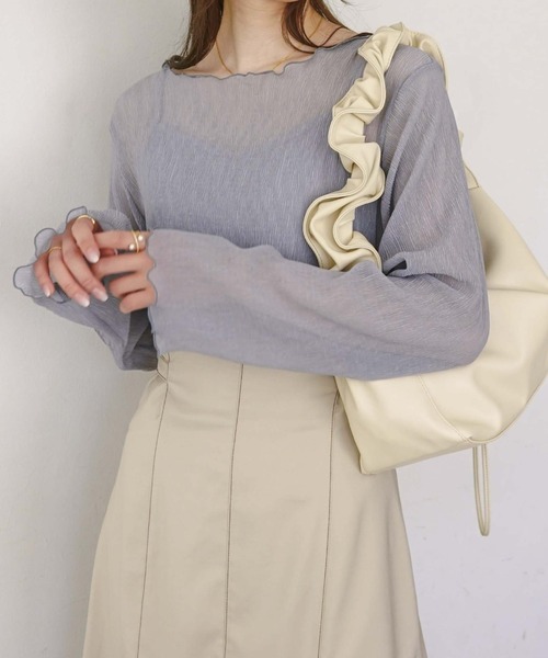 archives(アルシーヴ)の「シアー楊柳ブラウス(Tシャツ/カットソー・レディース・アイボリー/ブルーグレー/ミント/イエロー/ブラック・MEDIUM)」の3枚目の写真