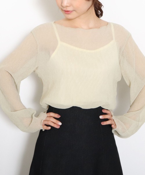 archives(アルシーヴ)の「シアー楊柳ブラウス(Tシャツ/カットソー・レディース・アイボリー/ブルーグレー/ミント/イエロー/ブラック・MEDIUM)」の13枚目の写真