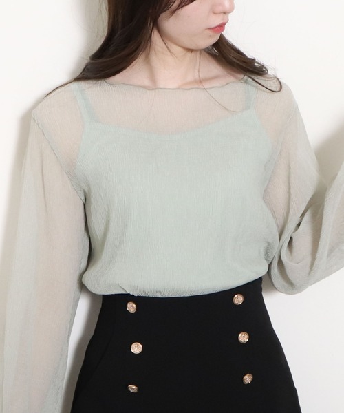 archives(アルシーヴ)の「シアー楊柳ブラウス(Tシャツ/カットソー・レディース・アイボリー/ブルーグレー/ミント/イエロー/ブラック・MEDIUM)」の19枚目の写真