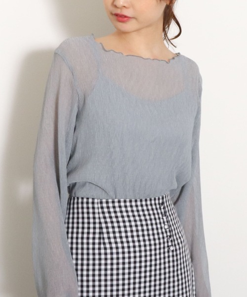 archives(アルシーヴ)の「シアー楊柳ブラウス(Tシャツ/カットソー・レディース・アイボリー/ブルーグレー/ミント/イエロー/ブラック・MEDIUM)」の9枚目の写真