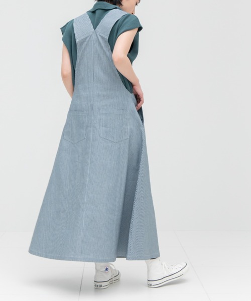 EDIT Gris（エディットグリ）の「ヒッコリーサロペットスカート（サロペット/オーバーオール・レディース・ホワイト/ブラック・FREE）」の14枚目の写真