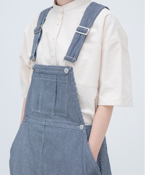 EDIT Gris（エディットグリ）の「ヒッコリーサロペットスカート（サロペット/オーバーオール・レディース・ホワイト/ブラック・FREE）」の11枚目の写真