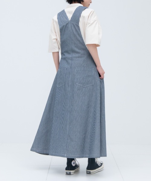 EDIT Gris（エディットグリ）の「ヒッコリーサロペットスカート（サロペット/オーバーオール・レディース・ホワイト/ブラック・FREE）」の9枚目の写真