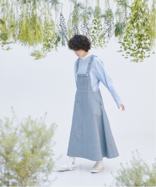 EDIT Gris（エディットグリ）の「ヒッコリーサロペットスカート