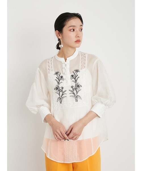 LILY BROWN（リリーブラウン）の「チャイナディティールトップス（シャツ/ブラウス・レディース・ブラック/ライム/オフホワイト・FREE）」の7枚目の写真