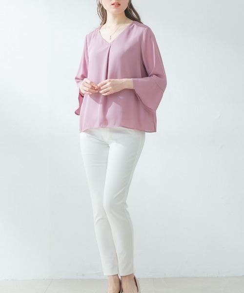 Honeys（ハニーズ）の「前タックトップス（シャツ/ブラウス・レディース・ホワイト/グリーン/ホワイト系その他/ブラック系その他/ピンク系その他・LL/S/M/L）」の16枚目の写真