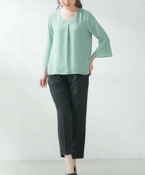 Honeys（ハニーズ）の「前タックトップス（シャツ/ブラウス・レディース・ホワイト/グリーン/ホワイト系その他/ブラック系その他/ピンク系その他・LL/S/M/L）」の11枚目の写真