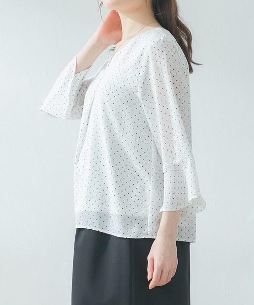 Honeys（ハニーズ）の「前タックトップス（シャツ/ブラウス・レディース・ホワイト/グリーン/ホワイト系その他/ブラック系その他/ピンク系その他・LL/S/M/L）」の7枚目の写真