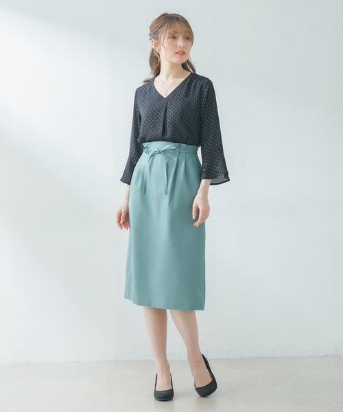 Honeys（ハニーズ）の「前タックトップス（シャツ/ブラウス・レディース・ホワイト/グリーン/ホワイト系その他/ブラック系その他/ピンク系その他・LL/S/M/L）」の8枚目の写真