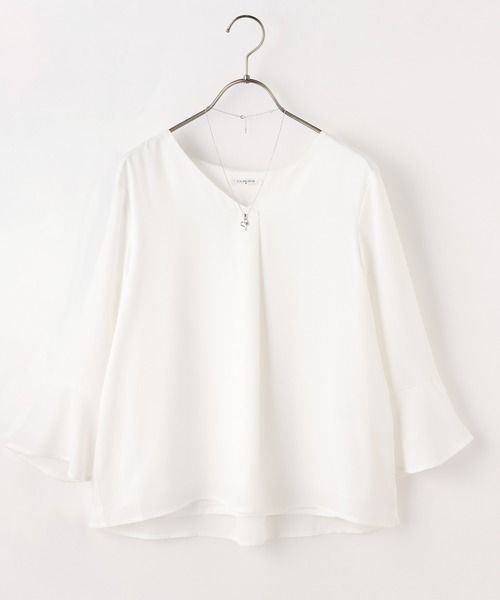 Honeys（ハニーズ）の「前タックトップス（シャツ/ブラウス・レディース・ホワイト/グリーン/ホワイト系その他/ブラック系その他/ピンク系その他・LL/S/M/L）」の13枚目の写真