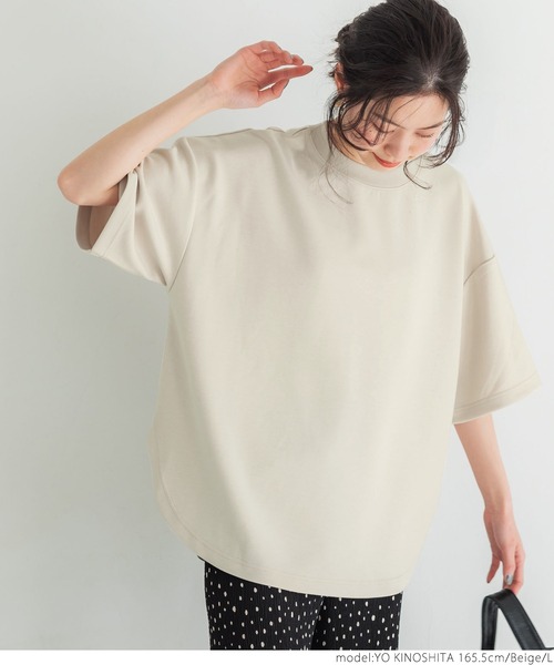 coca(coca)(コカ)の「夏の新感覚5分袖トップス(Tシャツ/カットソー・レディース・チャコールグレー/ブルー/ベージュ/ネイビー/グレイッシュベージュ・M/L)」の8枚目の写真