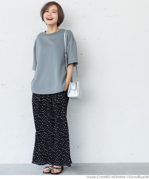 coca(coca)(コカ)の「夏の新感覚5分袖トップス(Tシャツ/カットソー・レディース・チャコールグレー/ブルー/ベージュ/ネイビー/グレイッシュベージュ・M/L)」の16枚目の写真