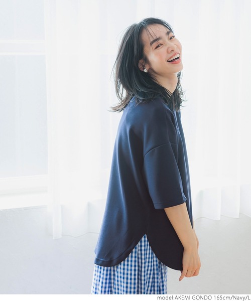 coca（coca）（コカ）の「夏の新感覚5分袖トップス（Tシャツ