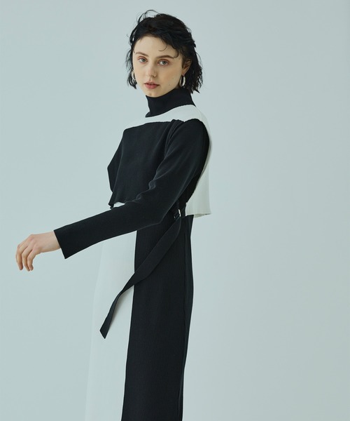 UNITED TOKYO（ユナイテッドトウキョウ）の「ビスチェコンビニットワンピース（チュニック・レディース・ブラック/ブルー・FREE）」の18枚目の写真