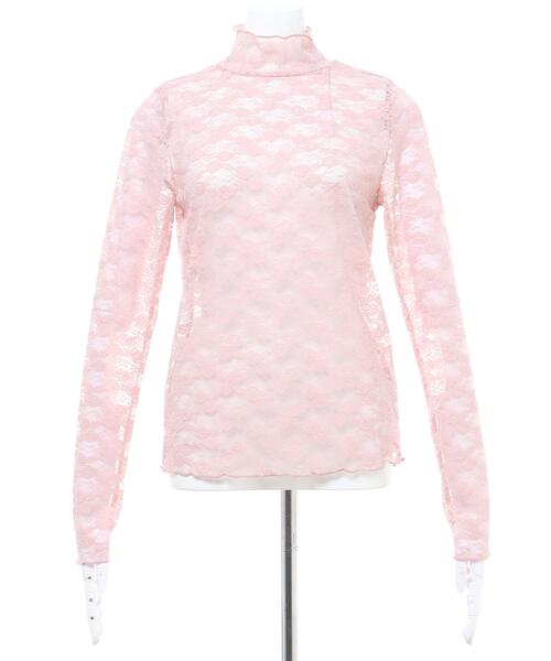INGNI（イング）の「レースハイネックメロートップス（Tシャツ/カットソー・レディース・ブラック/オフホワイト/ピンク・M）」の4枚目の写真