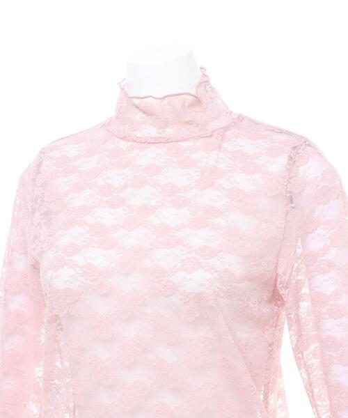 INGNI（イング）の「レースハイネックメロートップス（Tシャツ/カットソー・レディース・ブラック/オフホワイト/ピンク・M）」の7枚目の写真