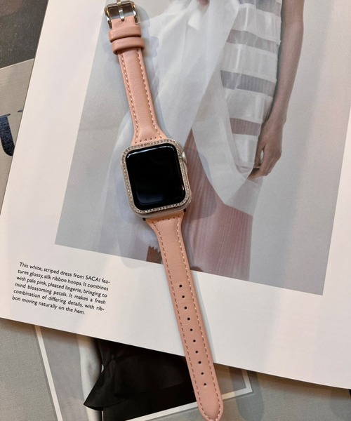 Me%（ミィパーセント）の「AppleWatchフェイクレザーバンド２【全サイズ対応】【UNISEX】（デジタル腕時計・レディース・ベージュ/ピンク系その他/ブラウン・LARGE/MEDIUM）」の3枚目の写真