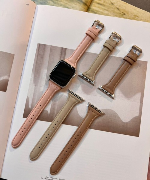Me%（ミィパーセント）の「AppleWatchフェイクレザーバンド２【全サイズ対応】【UNISEX】（デジタル腕時計・レディース・ベージュ/ピンク系その他/ブラウン・LARGE/MEDIUM）」の6枚目の写真