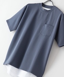 【BLUE STANDARD/ブルースタンダード】 梨地カットソーTシャツ 裾ラウンドタンクトップ 2点セット