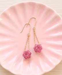 【SPICY COLORS】天然石ボールのそよ風ピアス【14kgf】