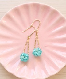 【SPICY COLORS】天然石ボールのそよ風ピアス【14kgf】