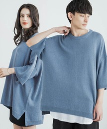 Rocky Monroe | オーバーサイズ 綿麻 5分袖 クルーネックサマーニット(ニット/セーター)