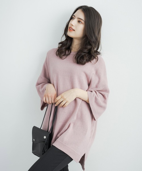 Rocky Monroe(ロッキーモンロー)の「オーバーサイズ 綿麻 5分袖 クルーネックサマーニット(ニット/セーター・メンズ・ライトグレー/インディゴブルー/ケリー/スモークピンク/グレイッシュベージュ/グレイッシュブルー/ブラック・M/L/XL)」の14枚目の写真