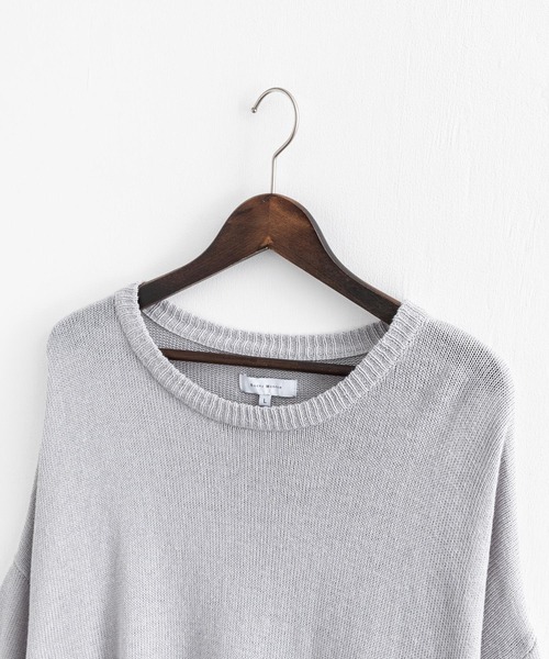Rocky Monroe(ロッキーモンロー)の「オーバーサイズ 綿麻 5分袖 クルーネックサマーニット(ニット/セーター・メンズ・ライトグレー/インディゴブルー/ケリー/スモークピンク/グレイッシュベージュ/グレイッシュブルー/ブラック・M/L/XL)」の22枚目の写真