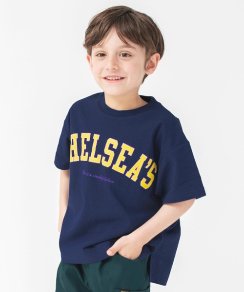 BRANSHES(ブランシェス)の「【カレッジロゴ】チェルシーズ半袖Tシャツ(Tシャツ/カットソー・キッズ・ネイビー/ピンク/グリーン/アイボリー・90/100/110/120/130/140/150)」の1枚目の写真