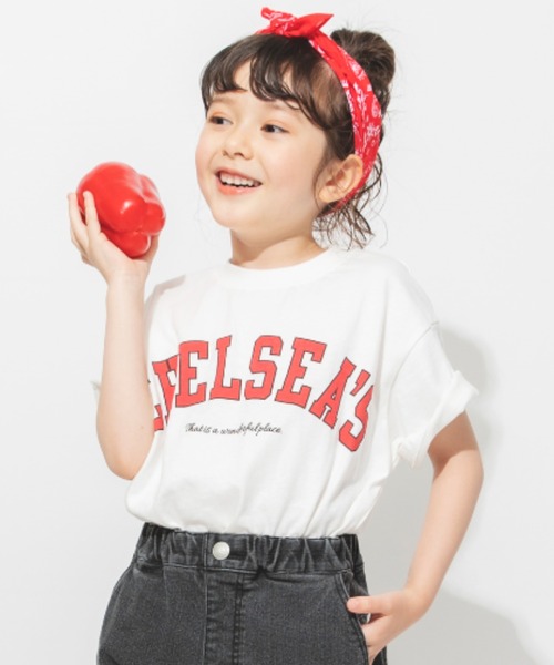 BRANSHES(ブランシェス)の「【カレッジロゴ】チェルシーズ半袖Tシャツ(Tシャツ/カットソー・キッズ・ネイビー/ピンク/グリーン/アイボリー・90/100/110/120/130/140/150)」の6枚目の写真